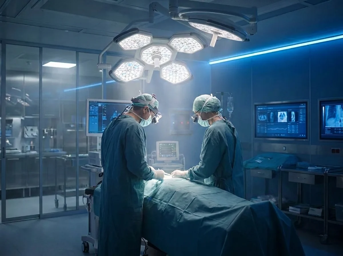 A surgical team at work in a modern operating room